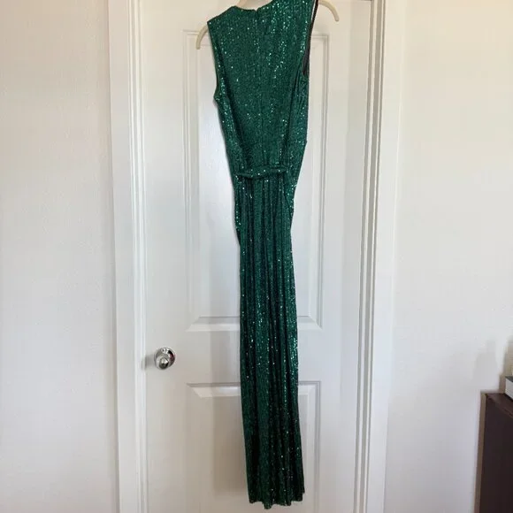 Revolve NBD Elektra Gown Party Dress Emerald Green Kelly sequins maxi sz small - Picture 13 of 16